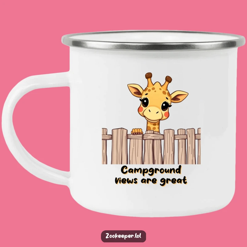 Funny Giraffe Camping Mug: Durable Curious Over Fence Design, Great Gift