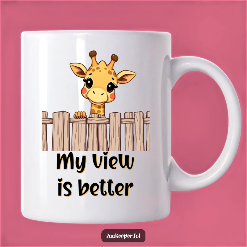 Funny Giraffe Mug: Curious Over Fence Design, Perfect Humorous Gift Idea