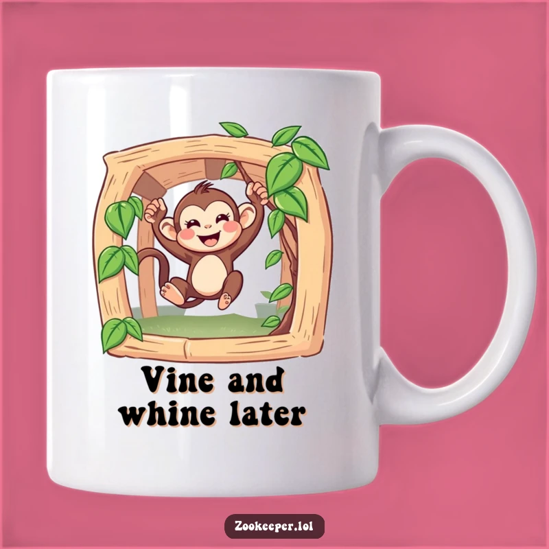 Funny Monkey Swinging Vine Mug: A Joyful Primate Gift for Animal Lovers