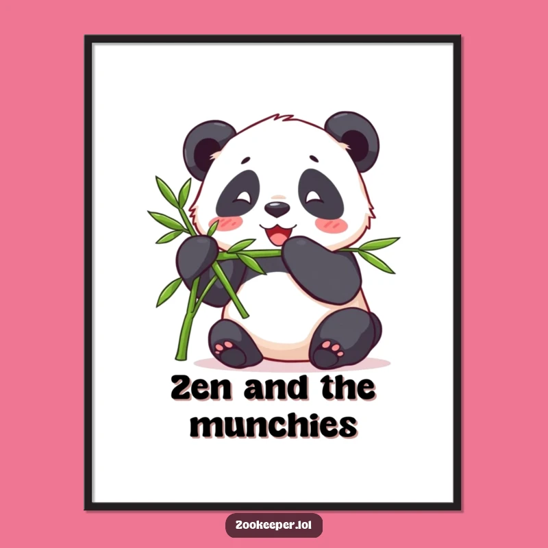 Funny Contented Panda Digital Art - Instant Zookeeper Decor Print
