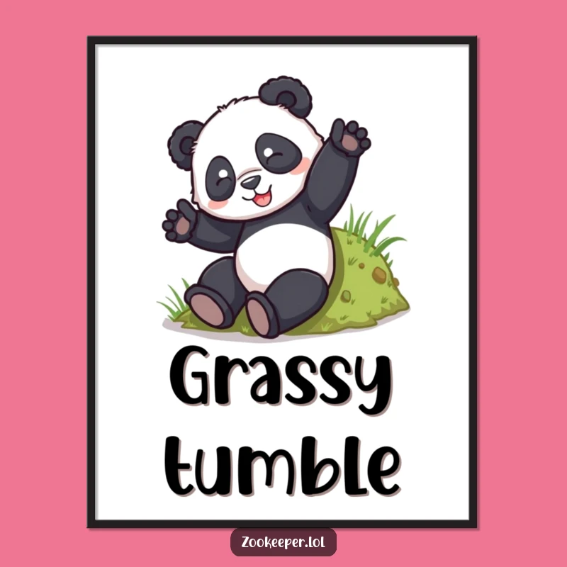 Funny Panda Tumble Digital Art: Printable Panda Joy for Walls