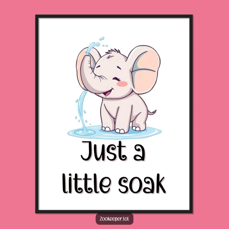 Funny Elephant Digital Art: Playful Water Spray Image, Instant Humorous Decor