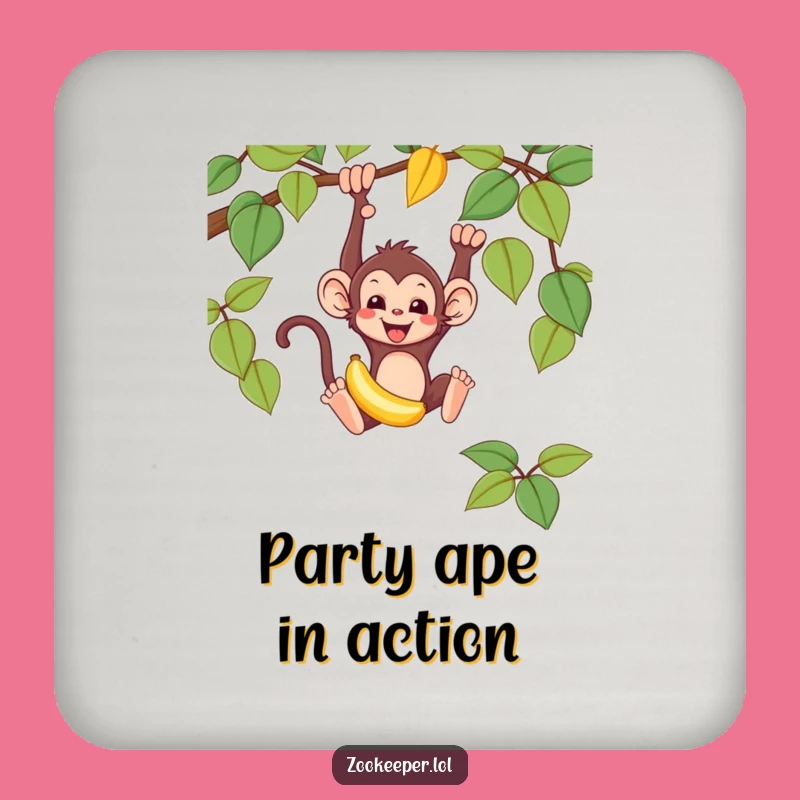 Funny Monkey Coaster: Mischievous Banana Swing Design, Protect Surfaces with Humor