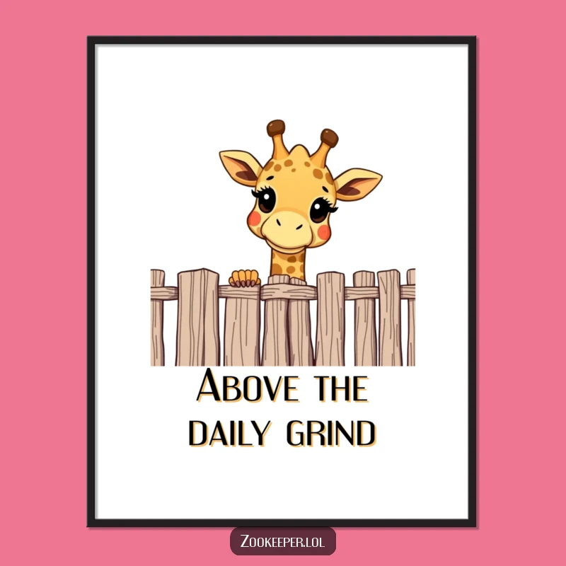 Funny Giraffe Poster: Curious Over Fence Art, Perfect Humorous Wall Decor