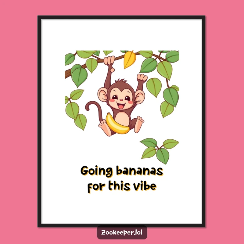 Free Printable Wall Art: Swinging Monkey with Banana, Hilarious Downloadable Decor
