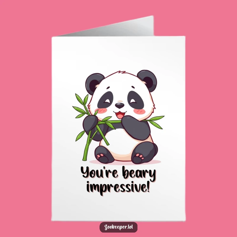 Free Printable Congrats Panda Card, Bamboo Munching Theme Downloadable Funny Gift