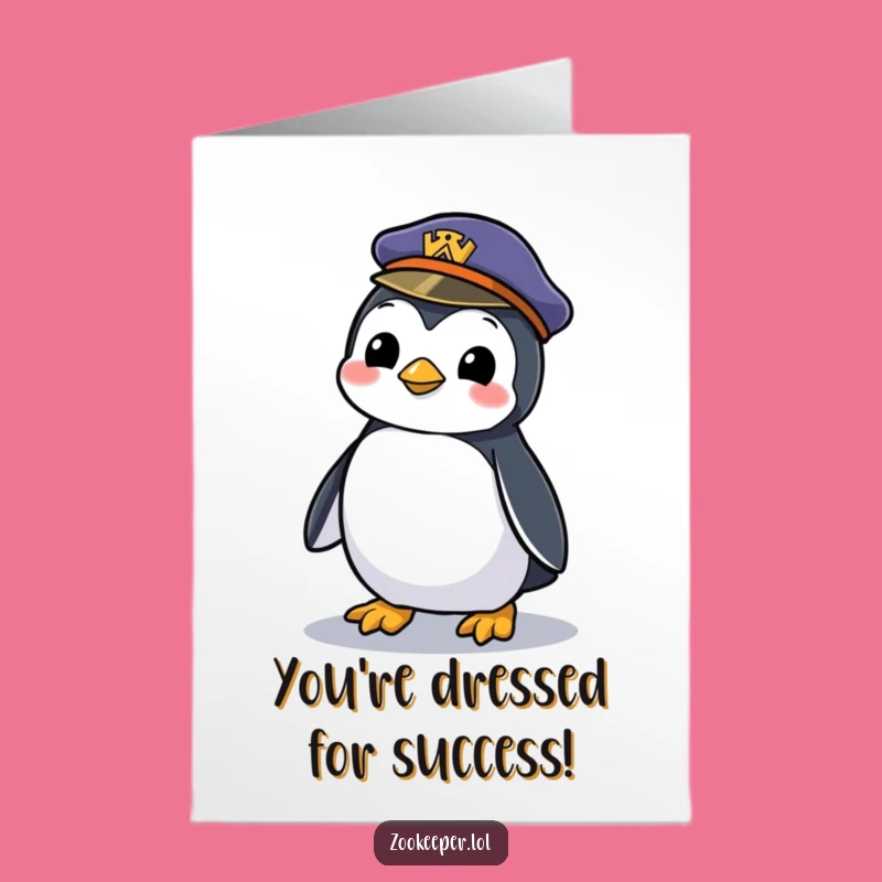 Free Printable Congrats Penguin Card, Mischievous Hat Theme Downloadable Funny Gift