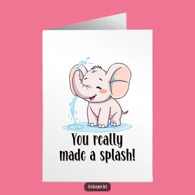 Free Printable Congrats Card: Amusing Elephant Water Spray for a Funny Downloadable Gift