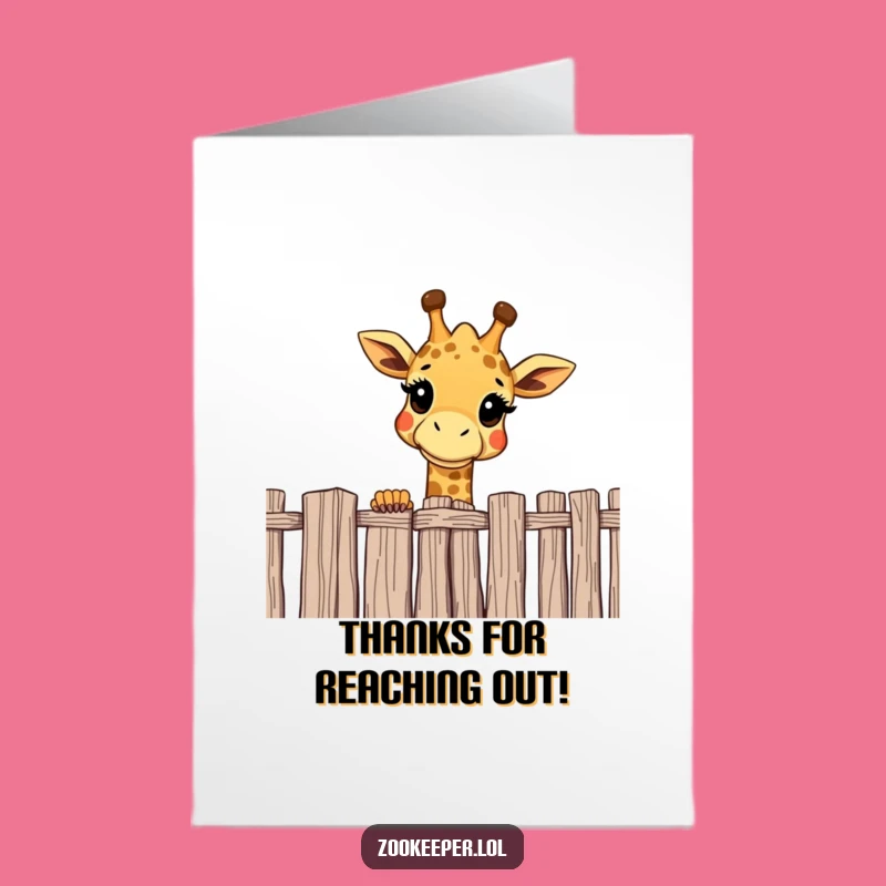 Free Printable Thank You Card: Giraffe's Peek for a Funny Downloadable Gift