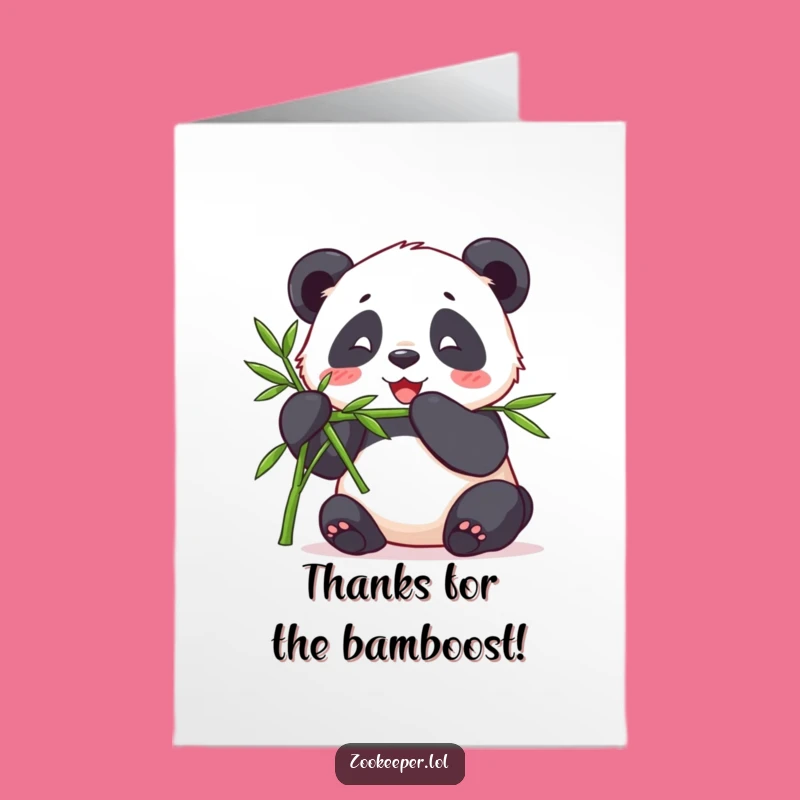 Free Printable Thank You Panda Card, Bamboo Munching Theme Downloadable Funny Gift