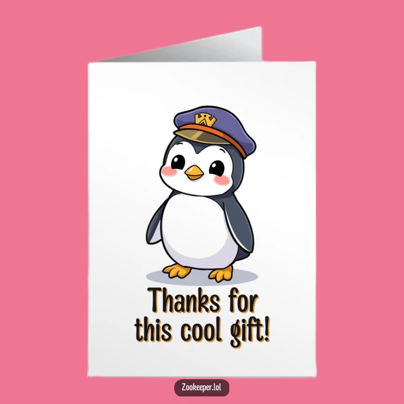 Free Printable Thank You Penguin Card, Mischievous Hat Theme Downloadable Funny Gift