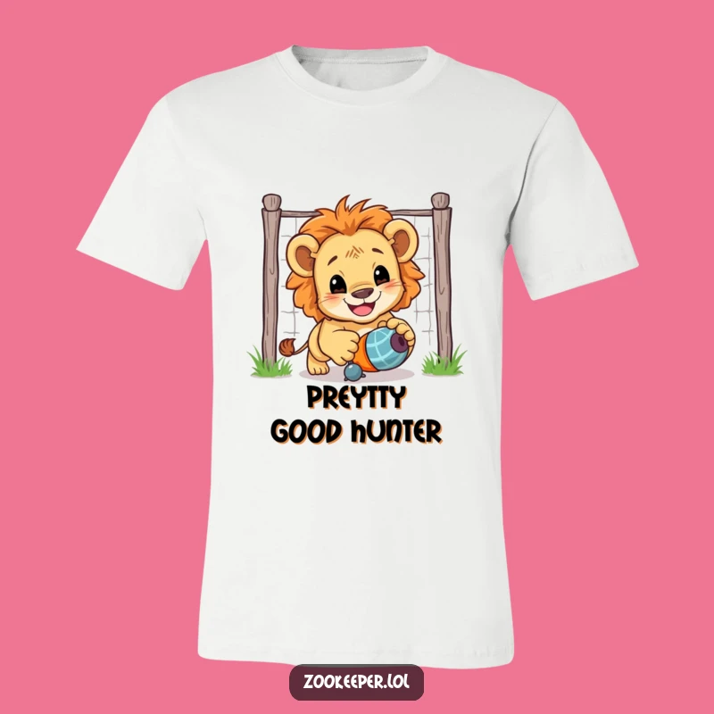 Funny Lion Cub T-Shirt: Playful Cub Chasing Toy Design