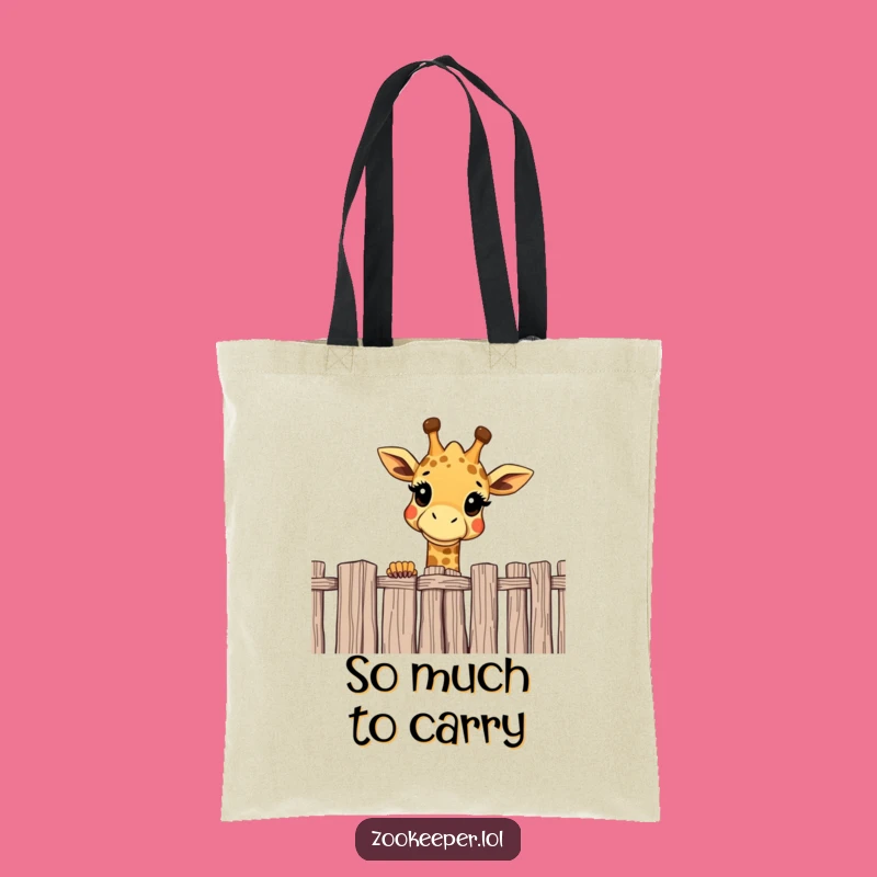 Funny Giraffe Tote Bag: Curious Over Fence Design, Ideal Humorous Accessory
